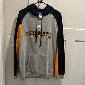 NFL Reebok Pittsburgh Steelers Gray and Black Hoodie